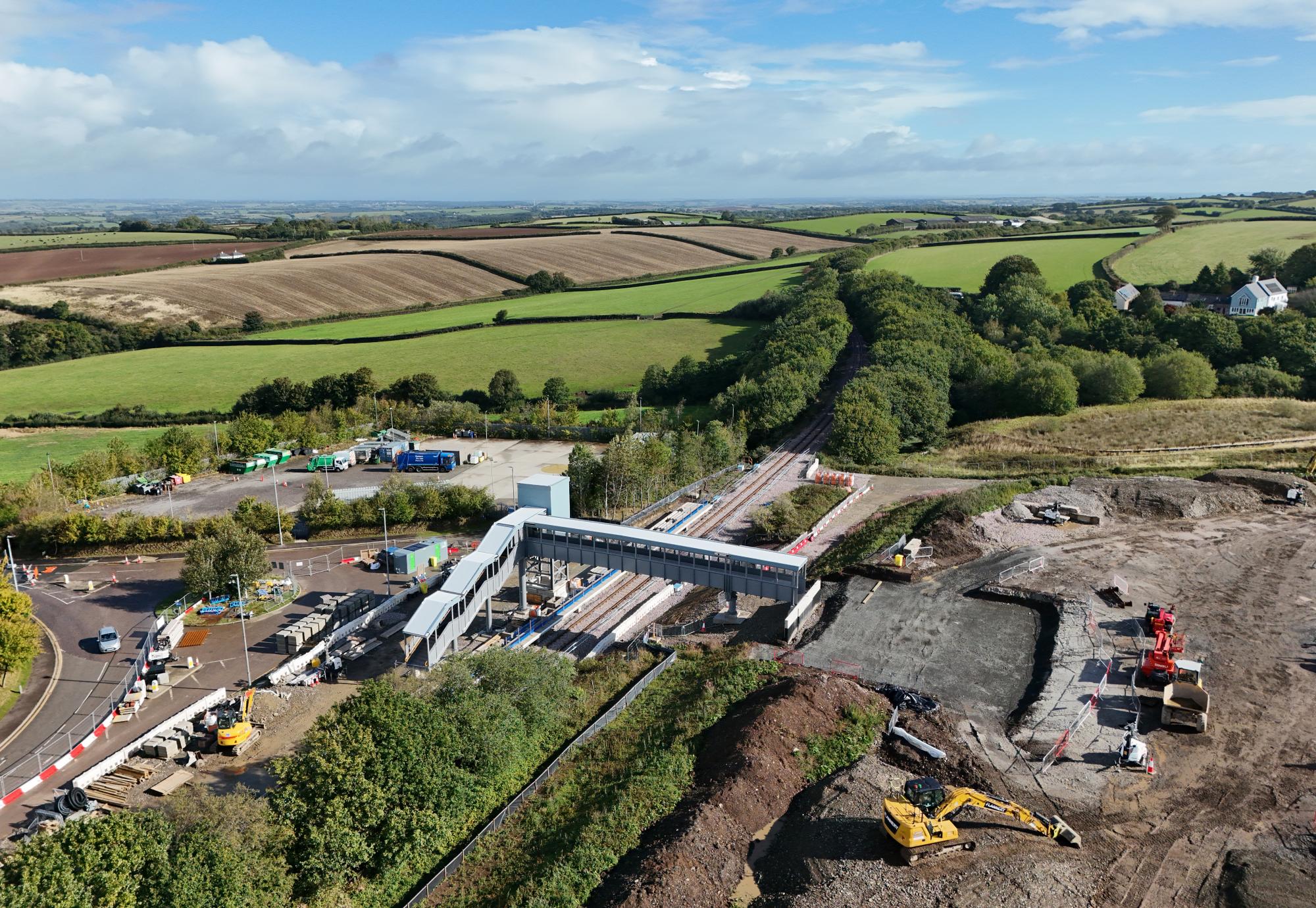 Aerial view of Okehampton Station