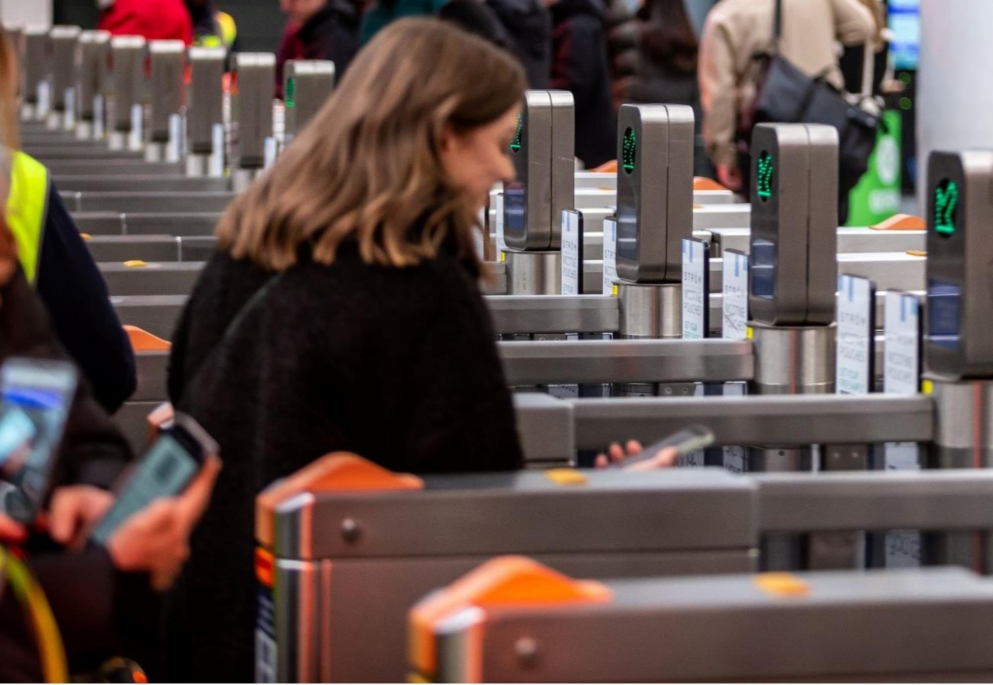 Customer at ticket gateline