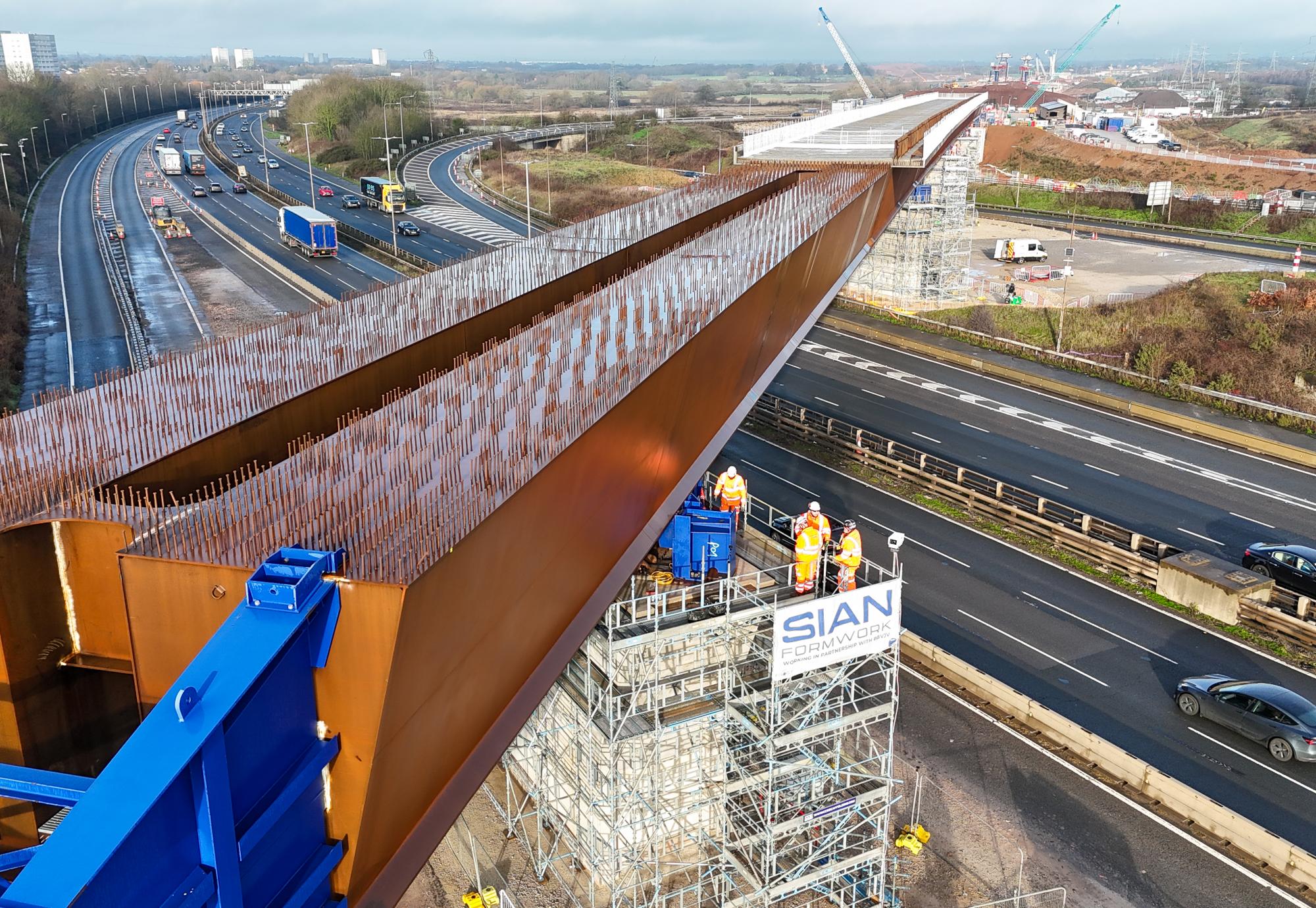 M6 South Viaduct in place over motorway