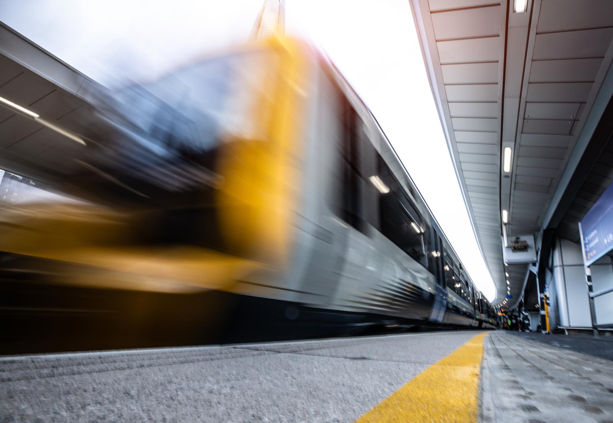 Train leaving station