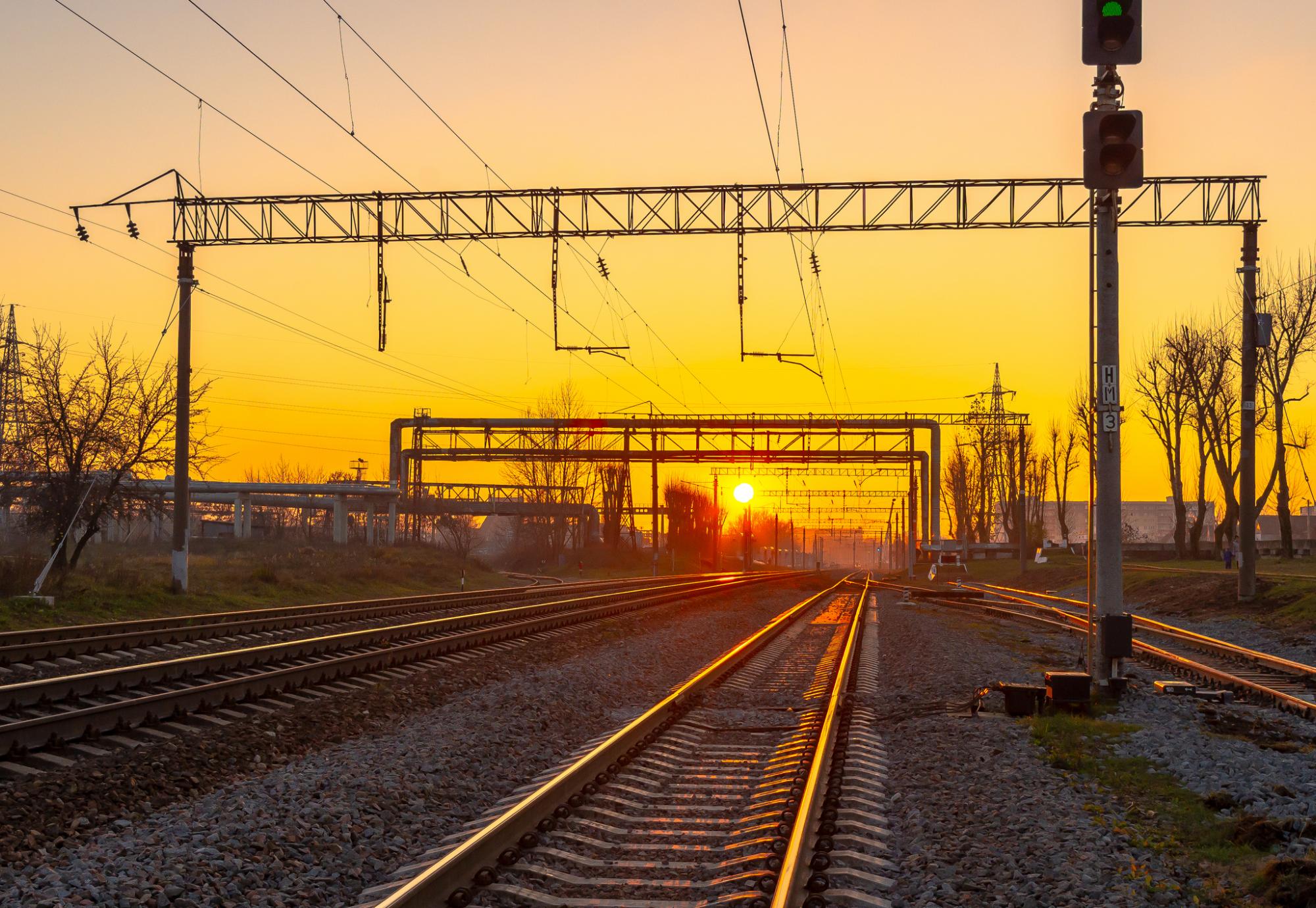 Railway at sunset