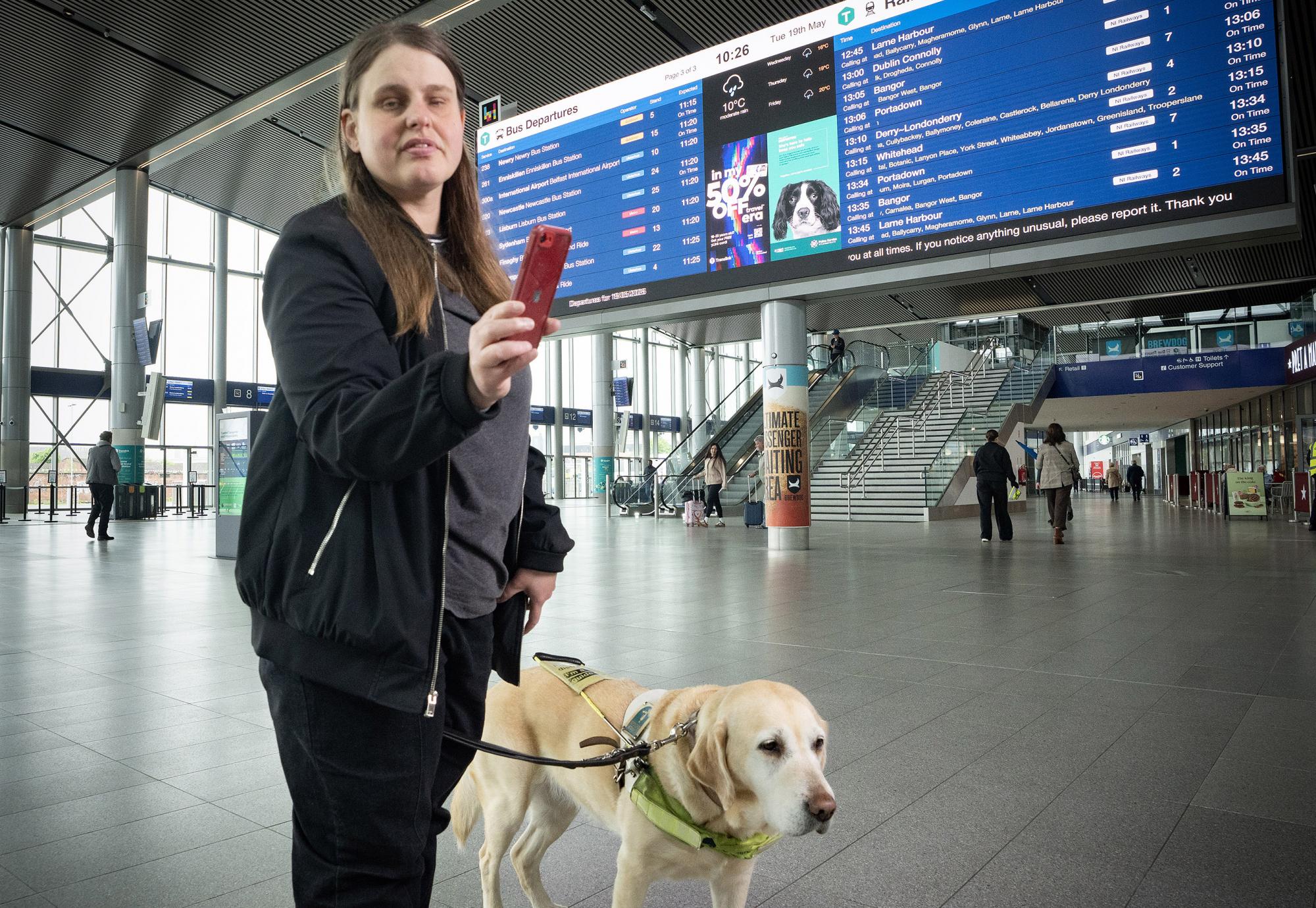 Blind Person at Belfast Grand Central Station 