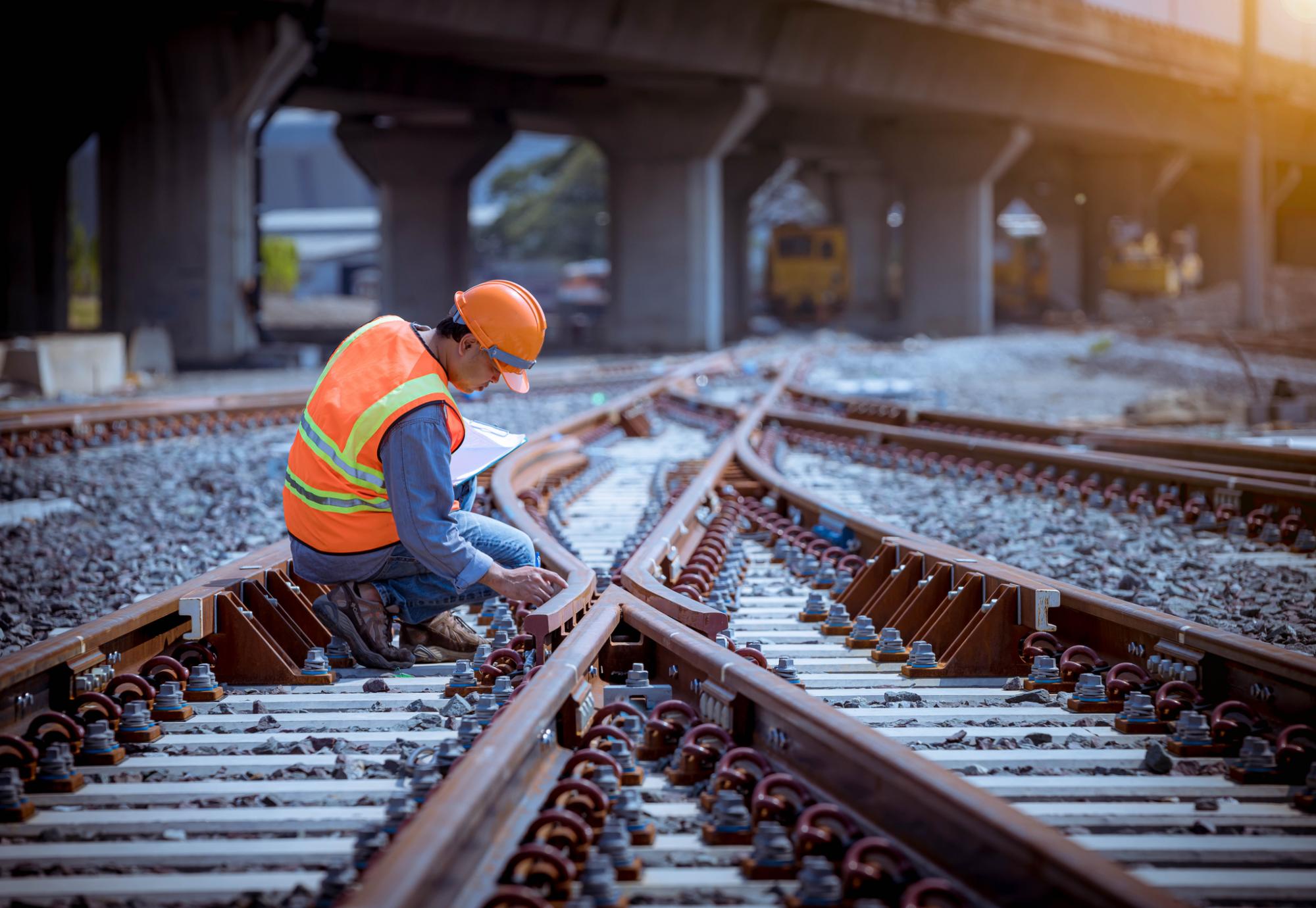 Railworker on the tracks