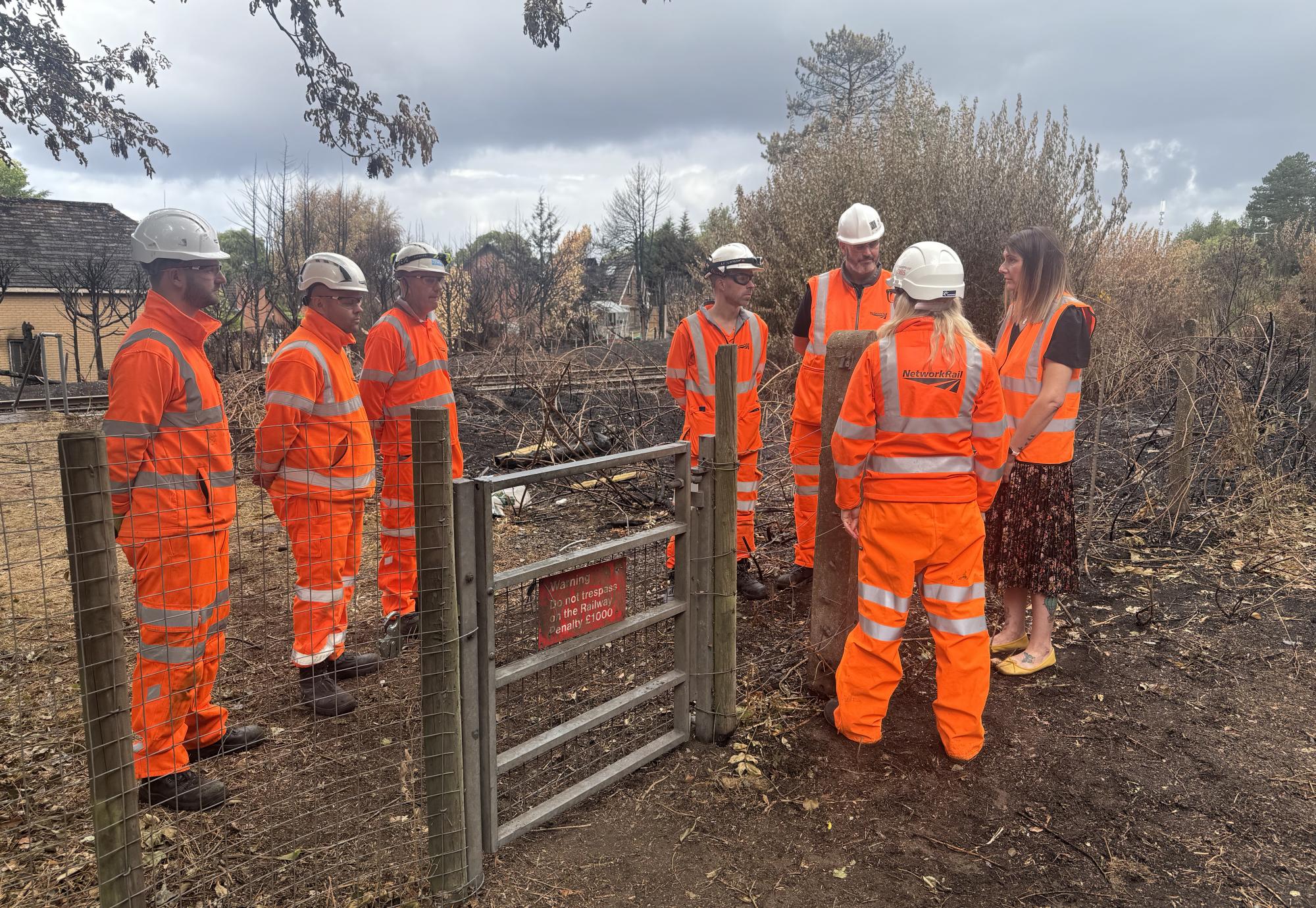 Cat Eccles MO talks with Network Rail engineers