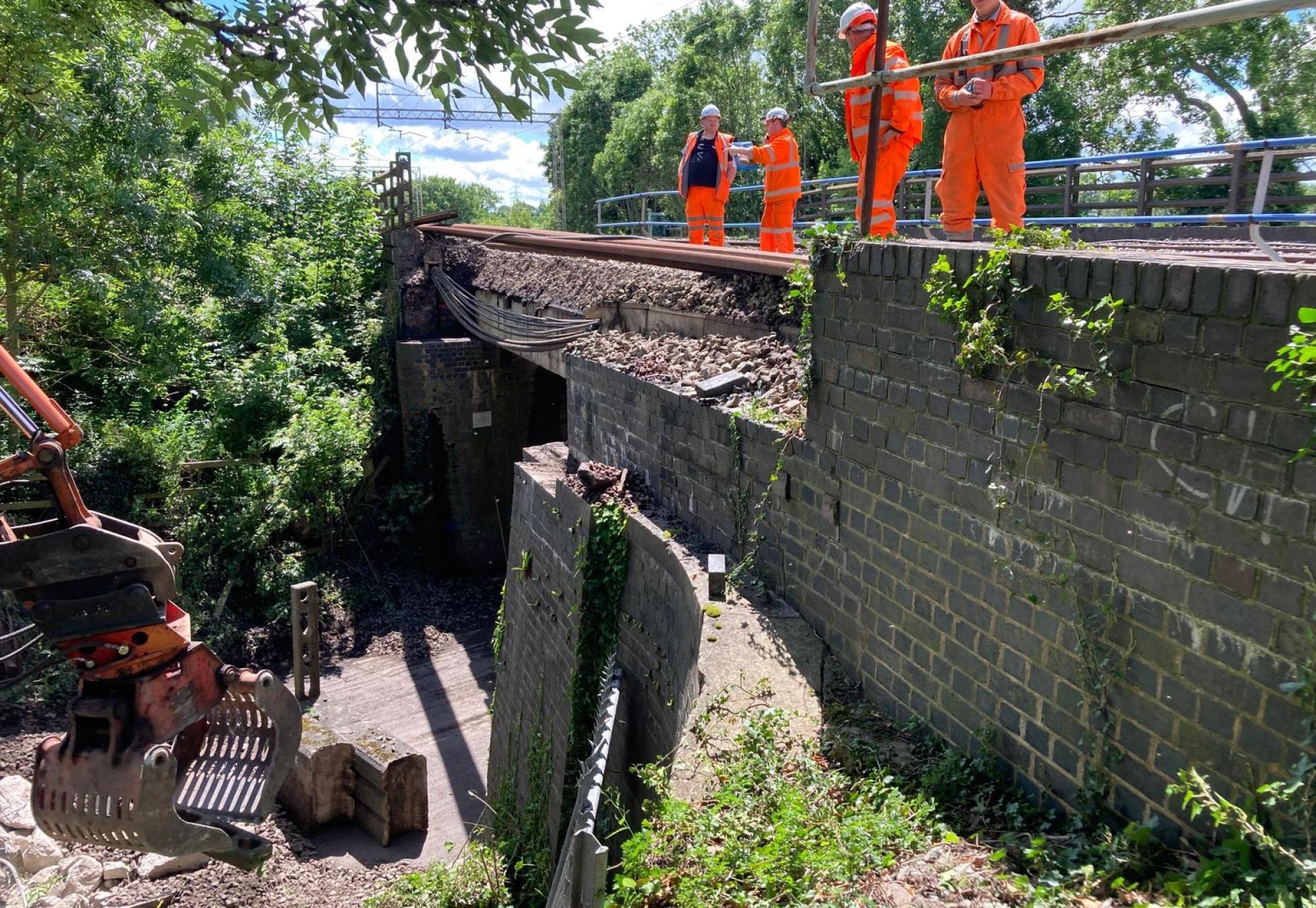 Damage from bridge strike Marston Lane