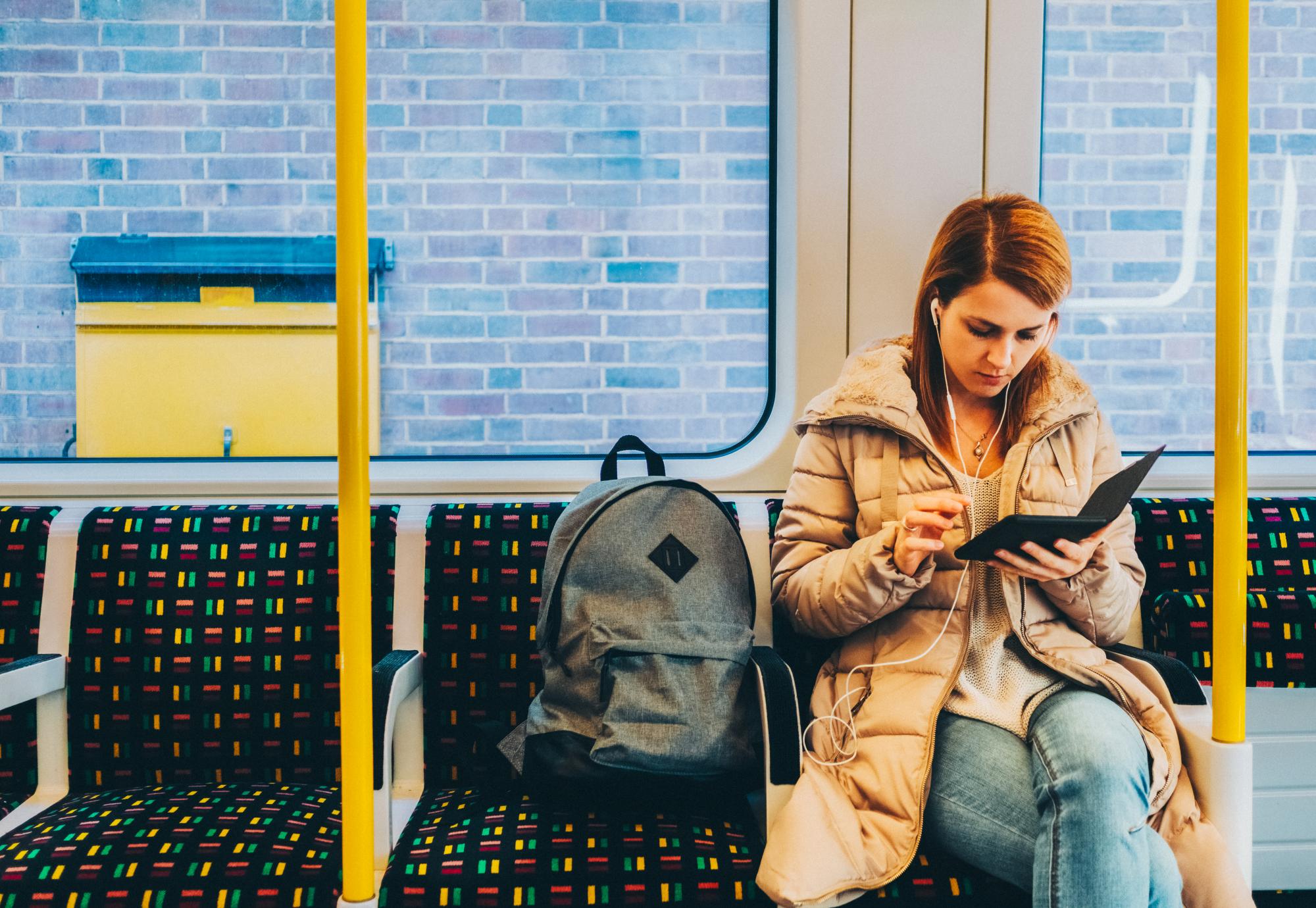 Woman on a train