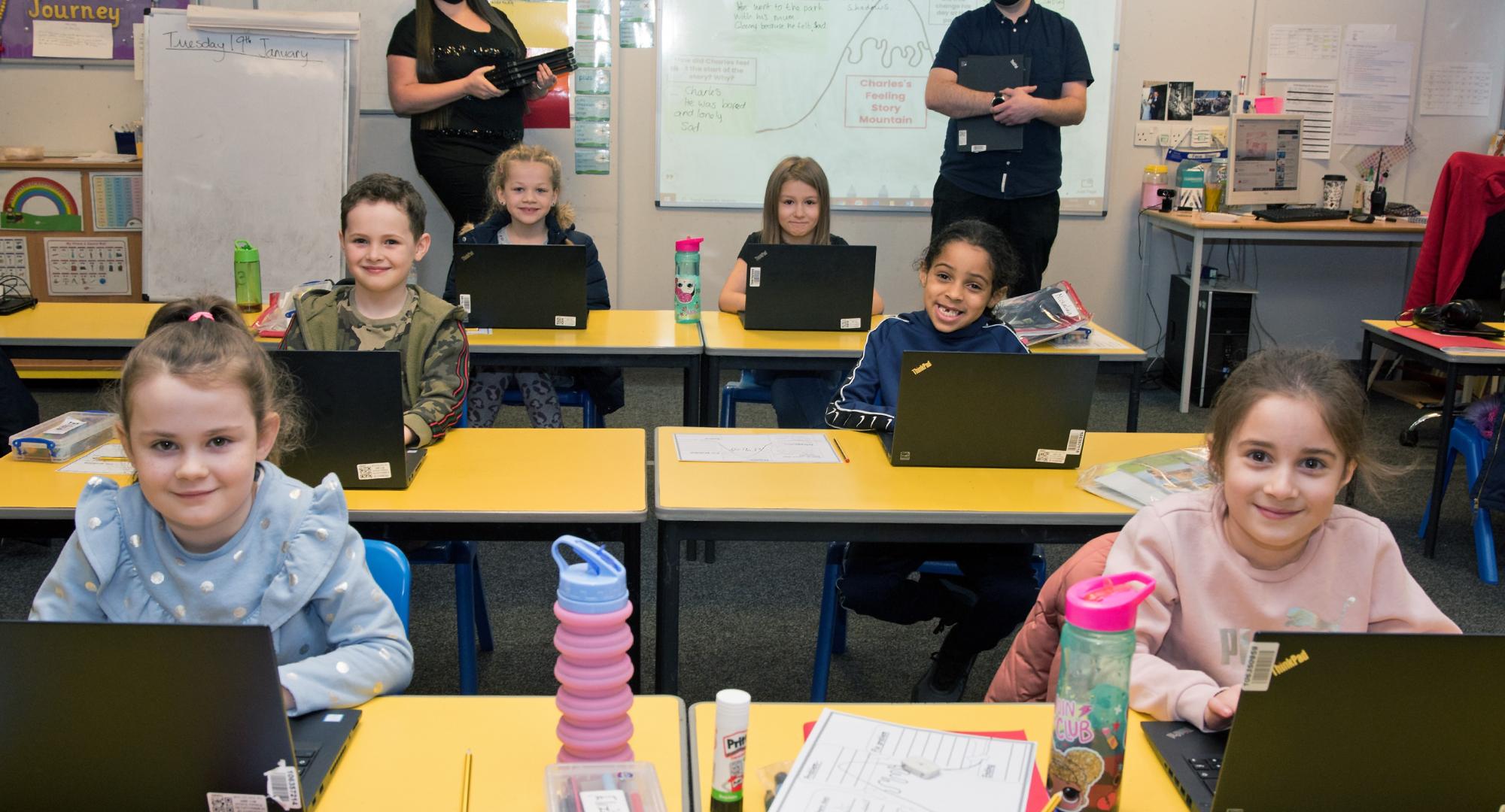 Network Rail donate laptops to all pupils at St Willibrords School in Manchester