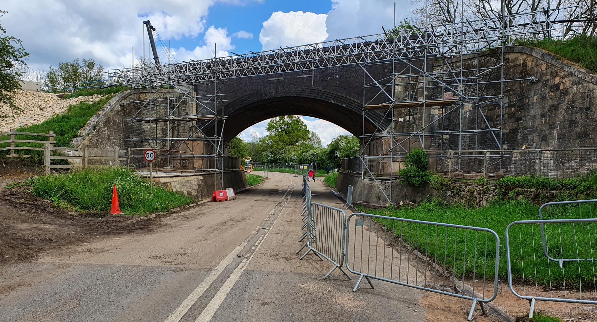 Scaffolding installed at Manton bridge