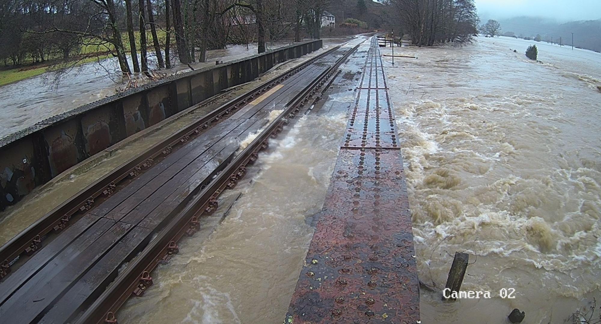 Black Bridge railway bridge flooded