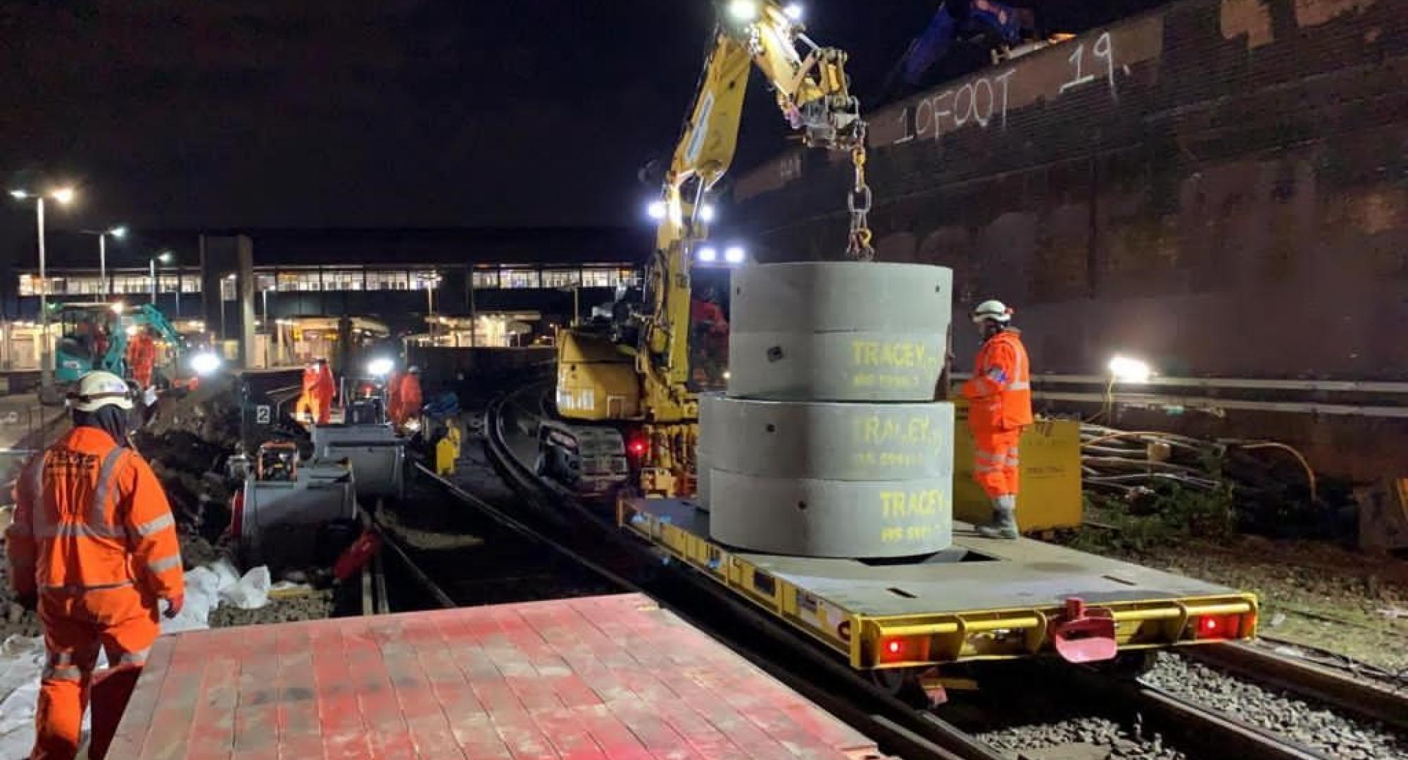Renewal works on the track near London Victoria