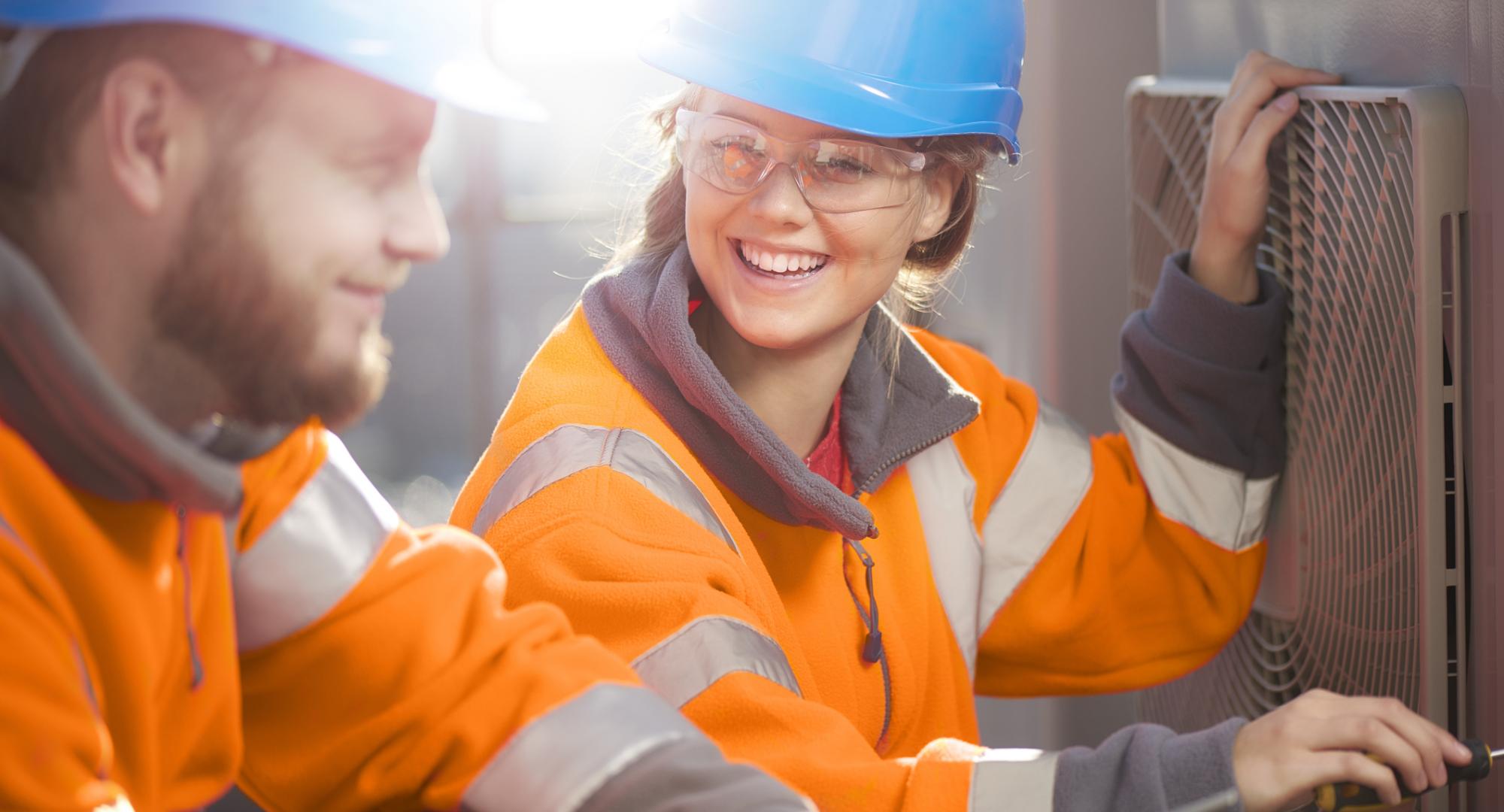 Female engineer working with a male colleague