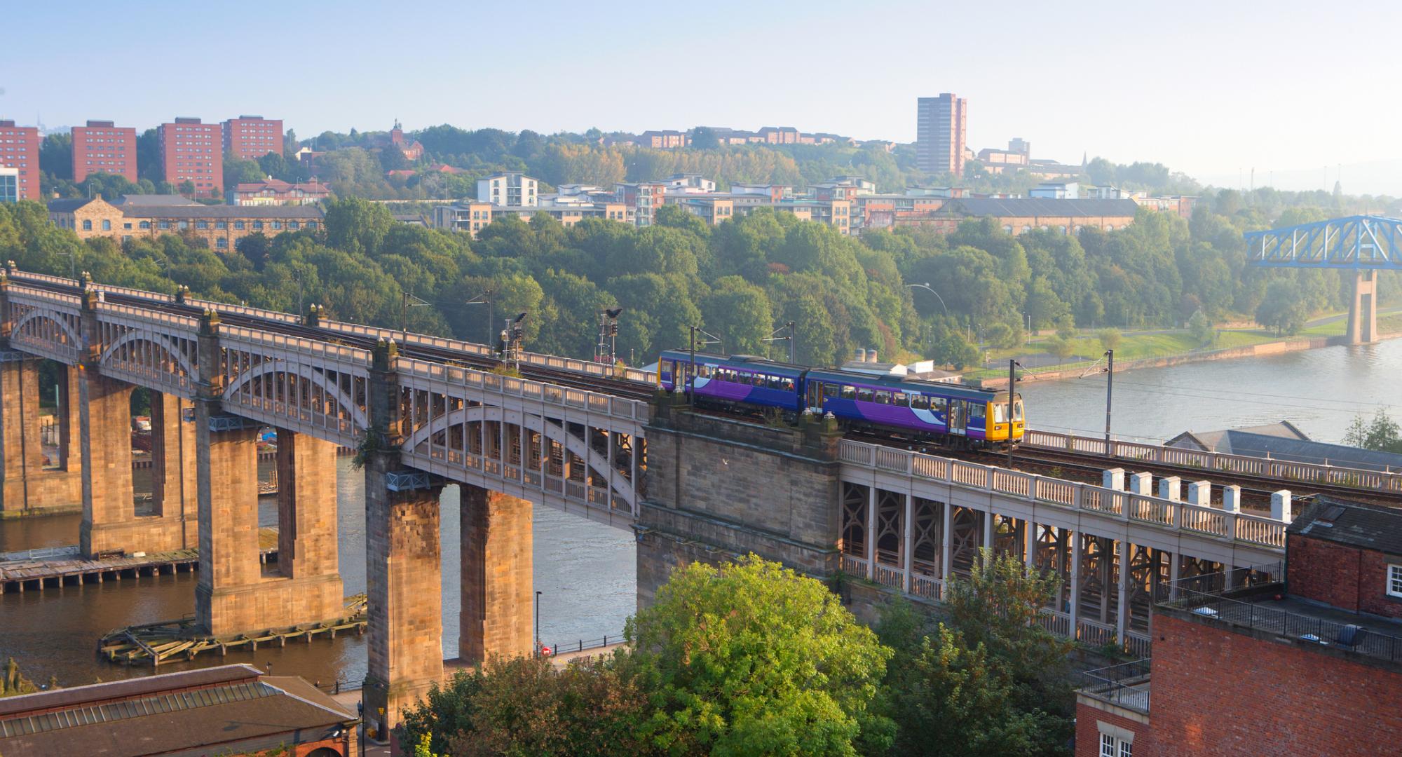 Train crossing a bridge in Newcastle