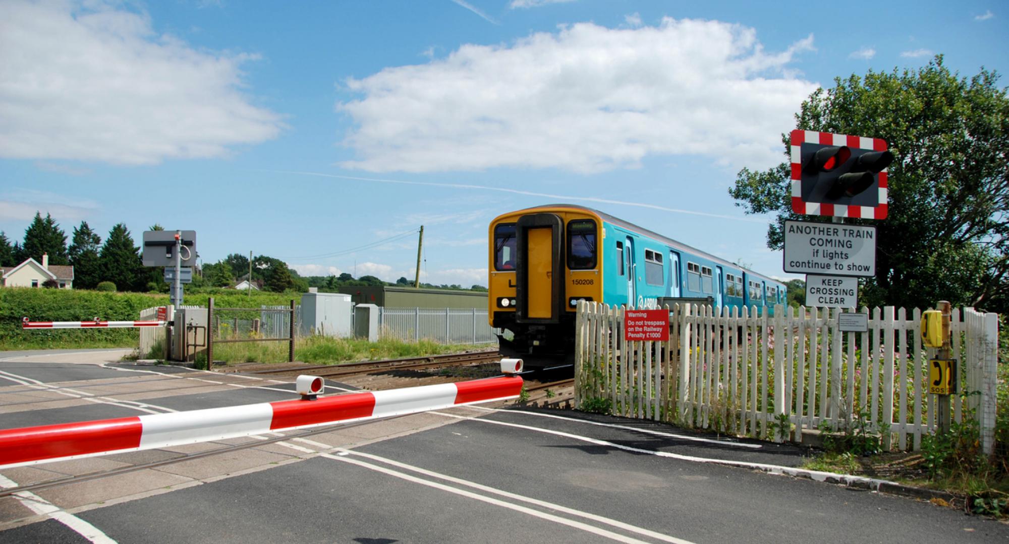 Train at road crossing