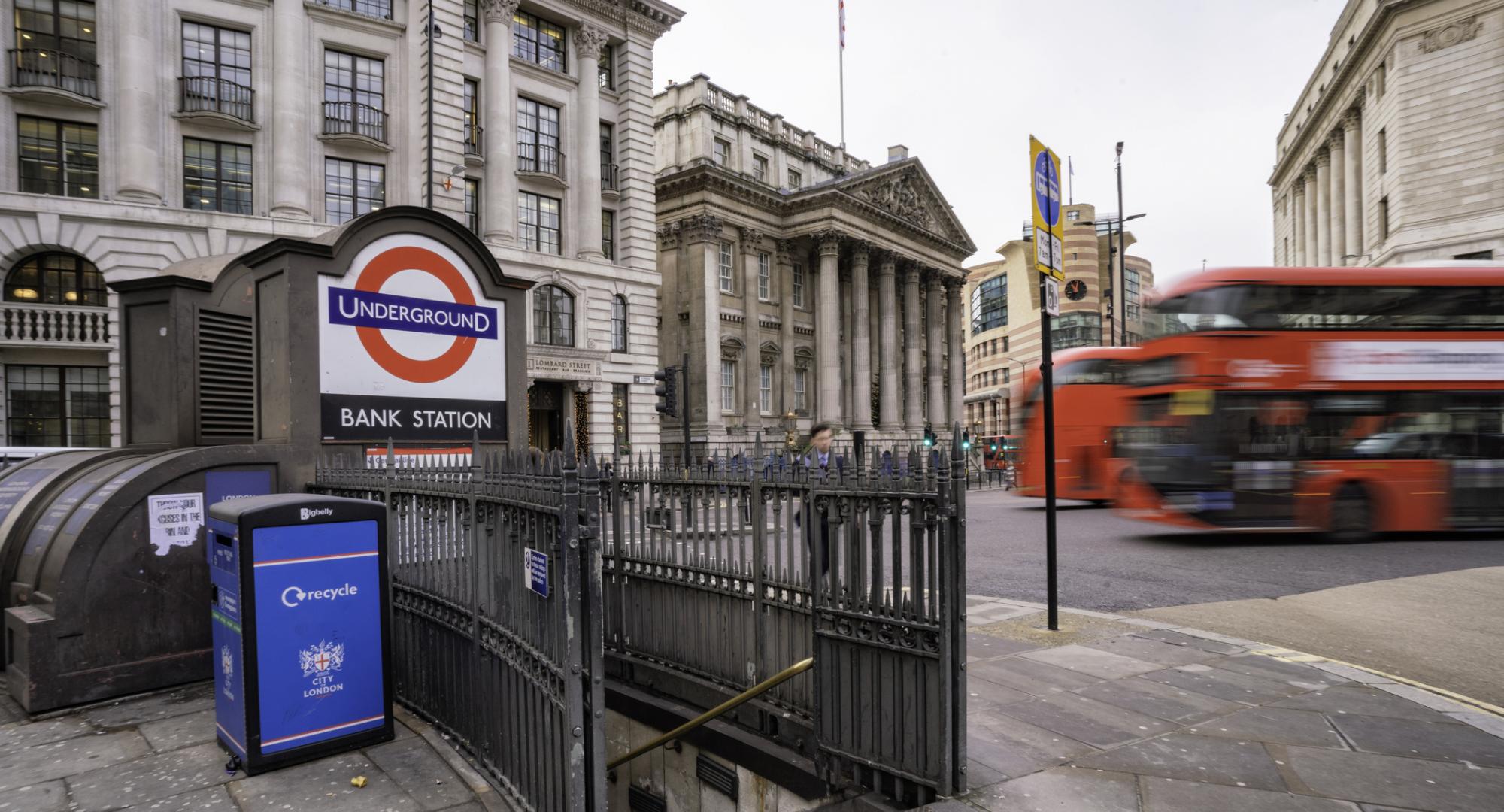 London Underground entrance to Bank station