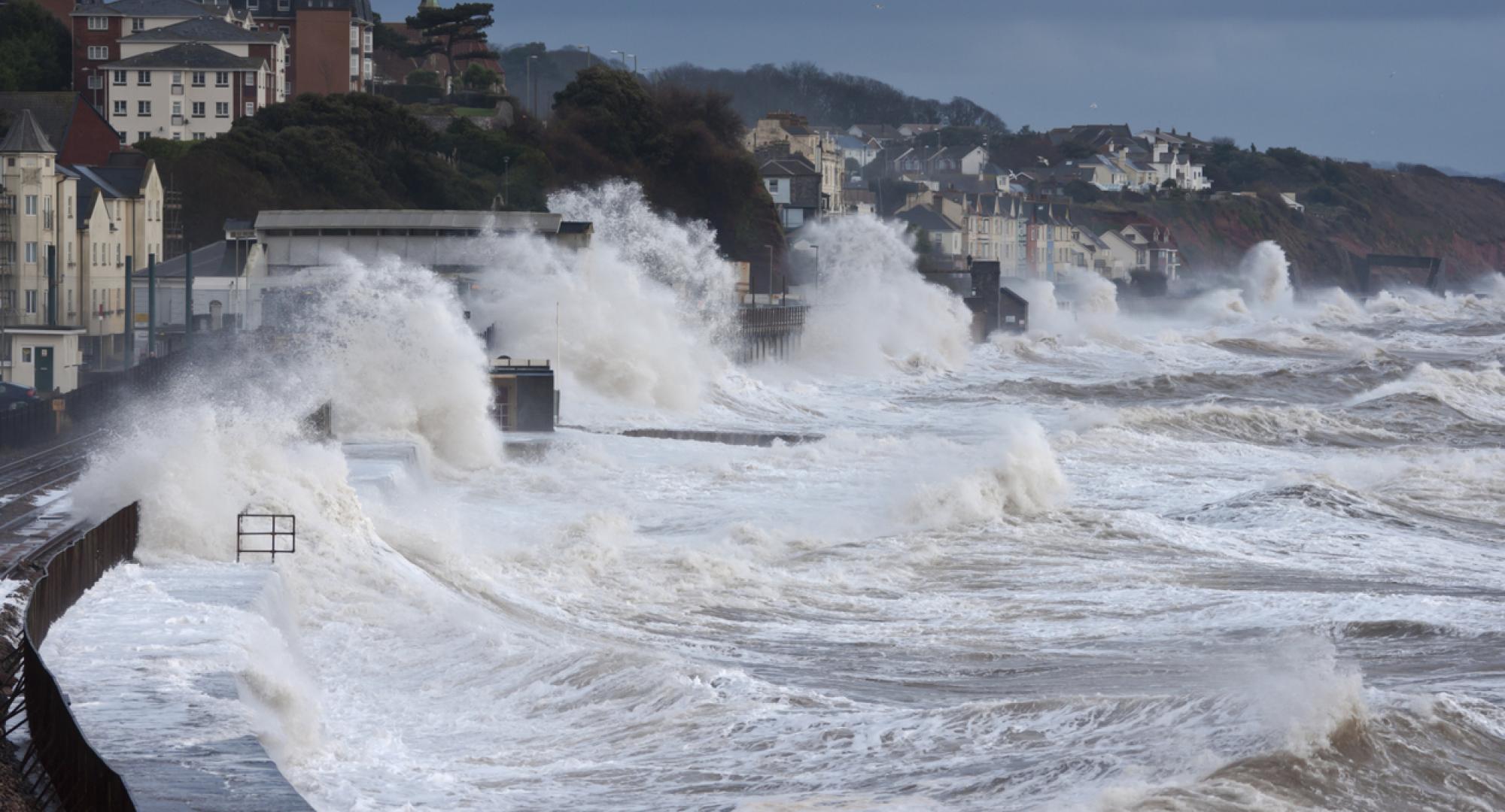 Waves crash into track