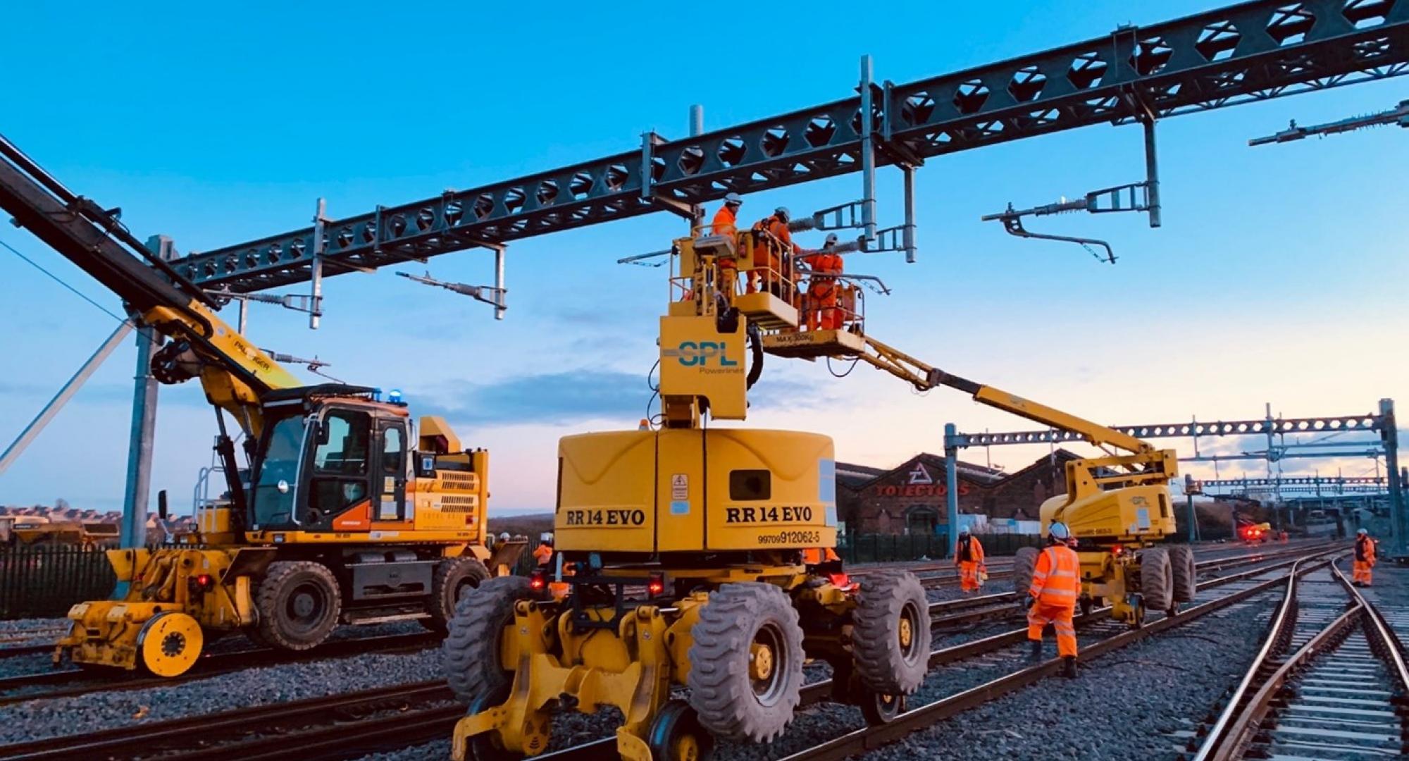 Previous overhead line equipment being installed along the line, via Network rail
