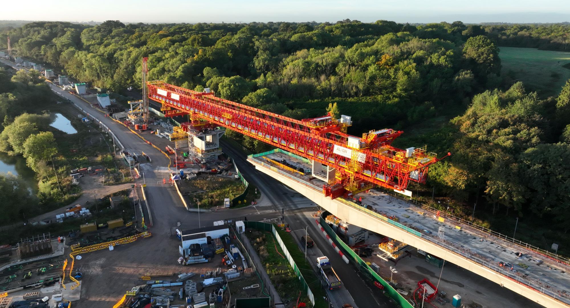 Colne Valley Viaduct construction over the A412 Nov 2022, via HS2 