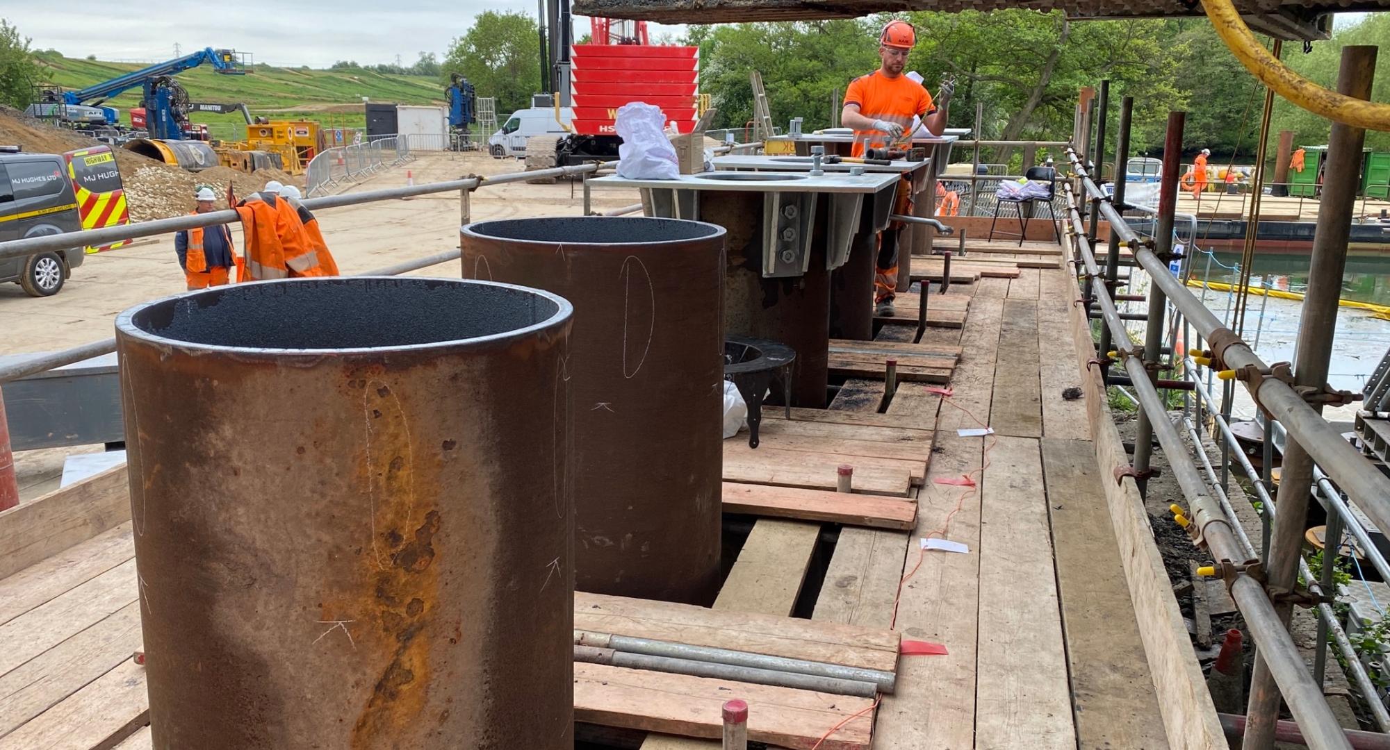 Nuneham Viasuct piles waiting to be fitted
