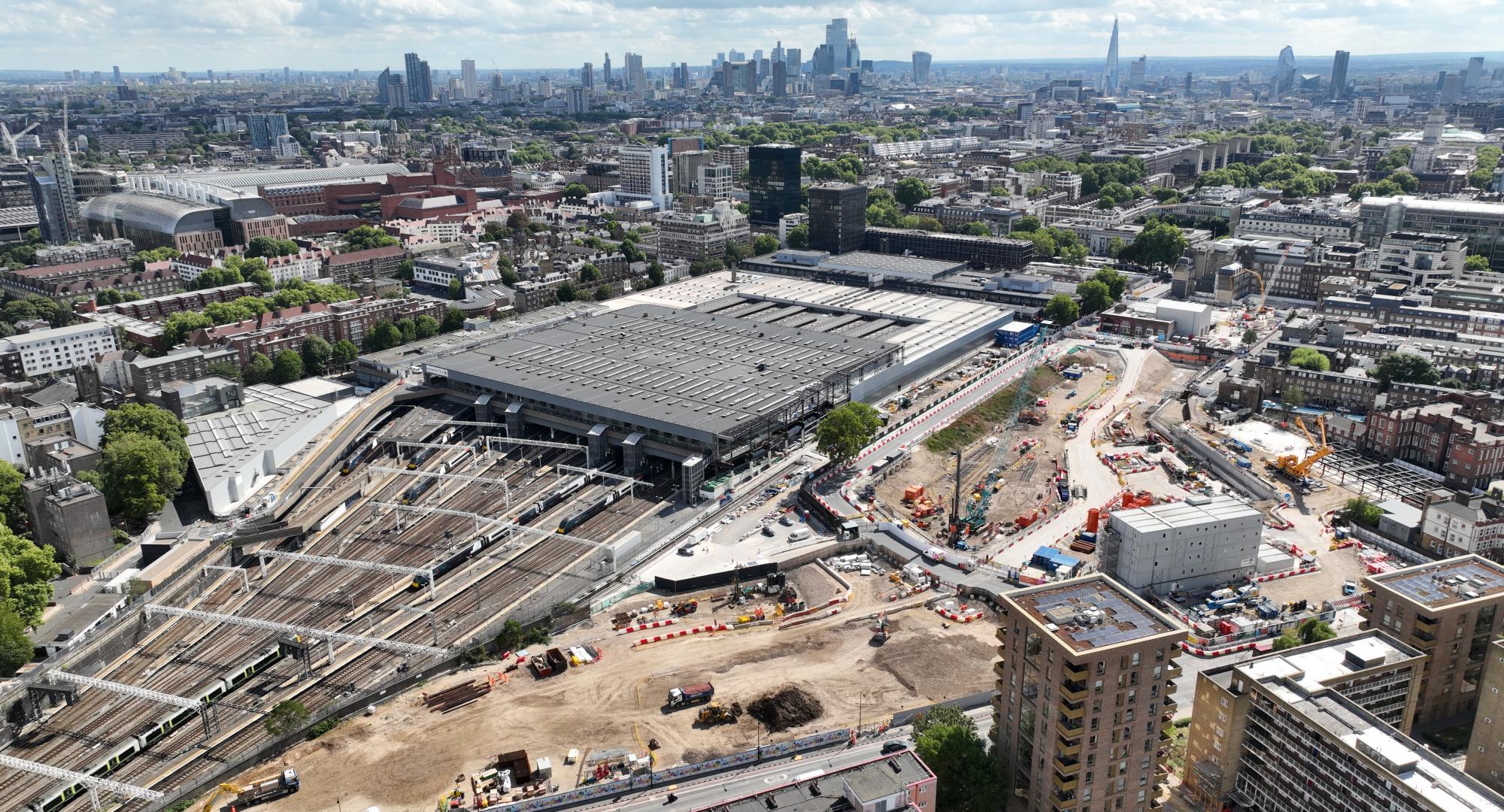 Aerial view of HS2's London Euston Station
