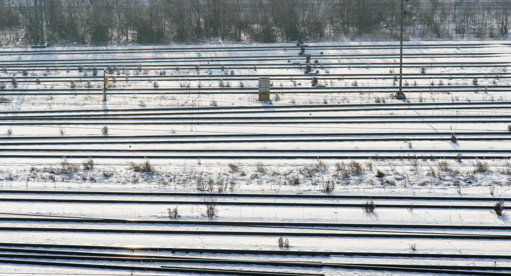 Rail systems at the freight yard in winter