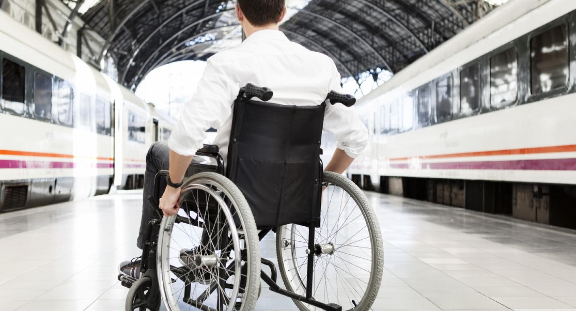 Rail user in a wheelchair