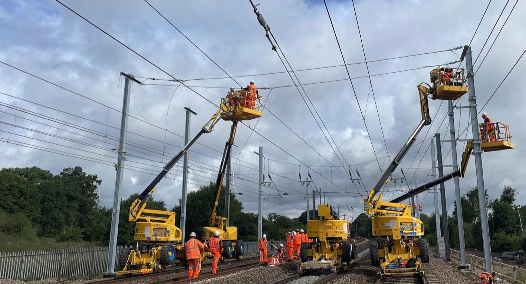 Installing overhead lines on the Midland Main Line