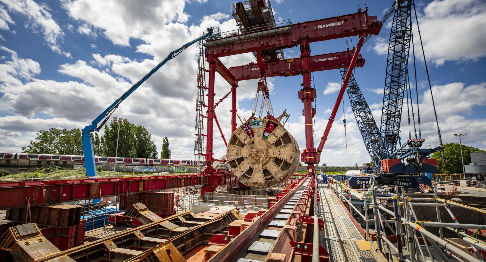 TBM Caroline being lifted