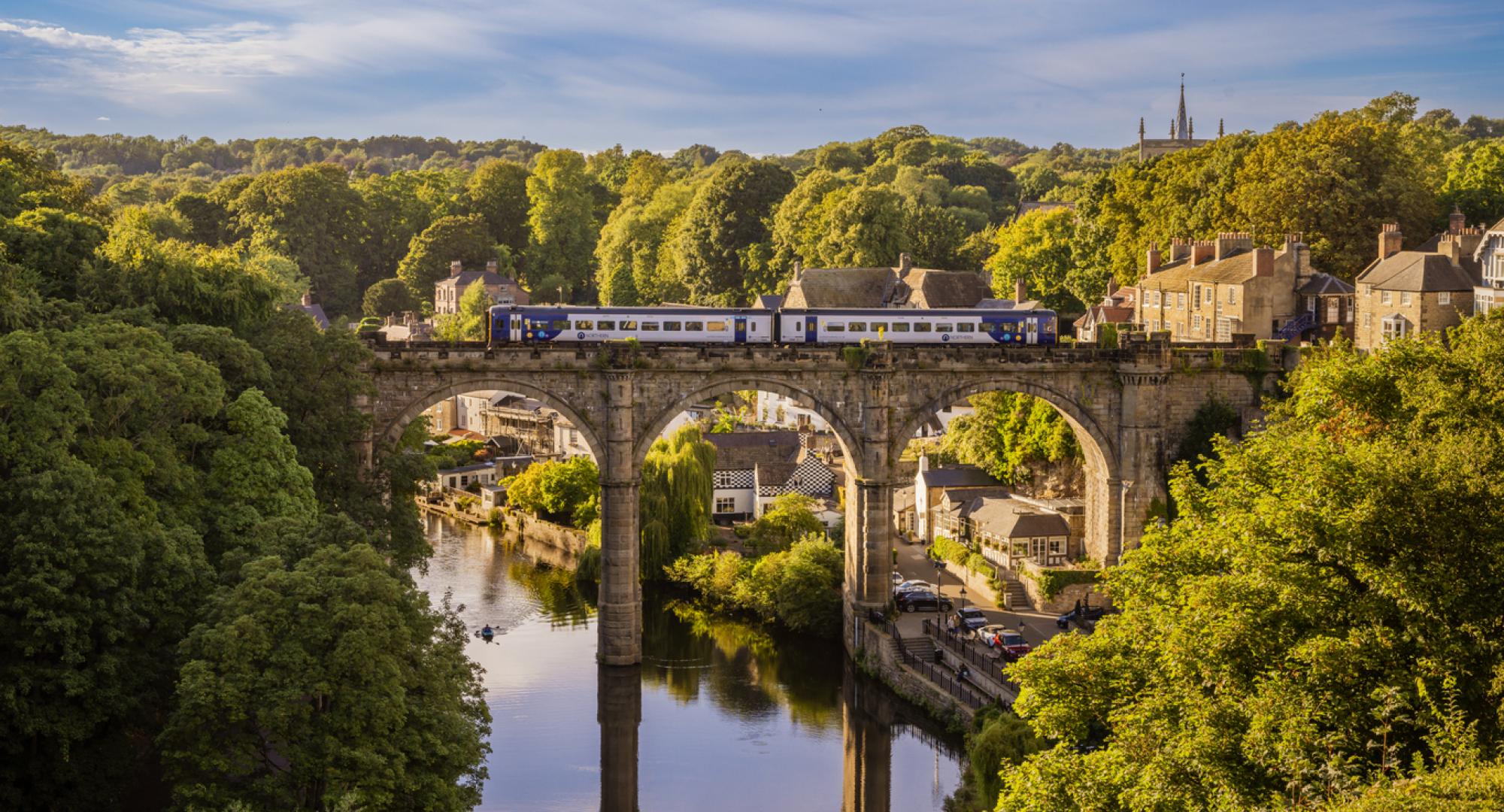Train on a bridge in Yorkshire