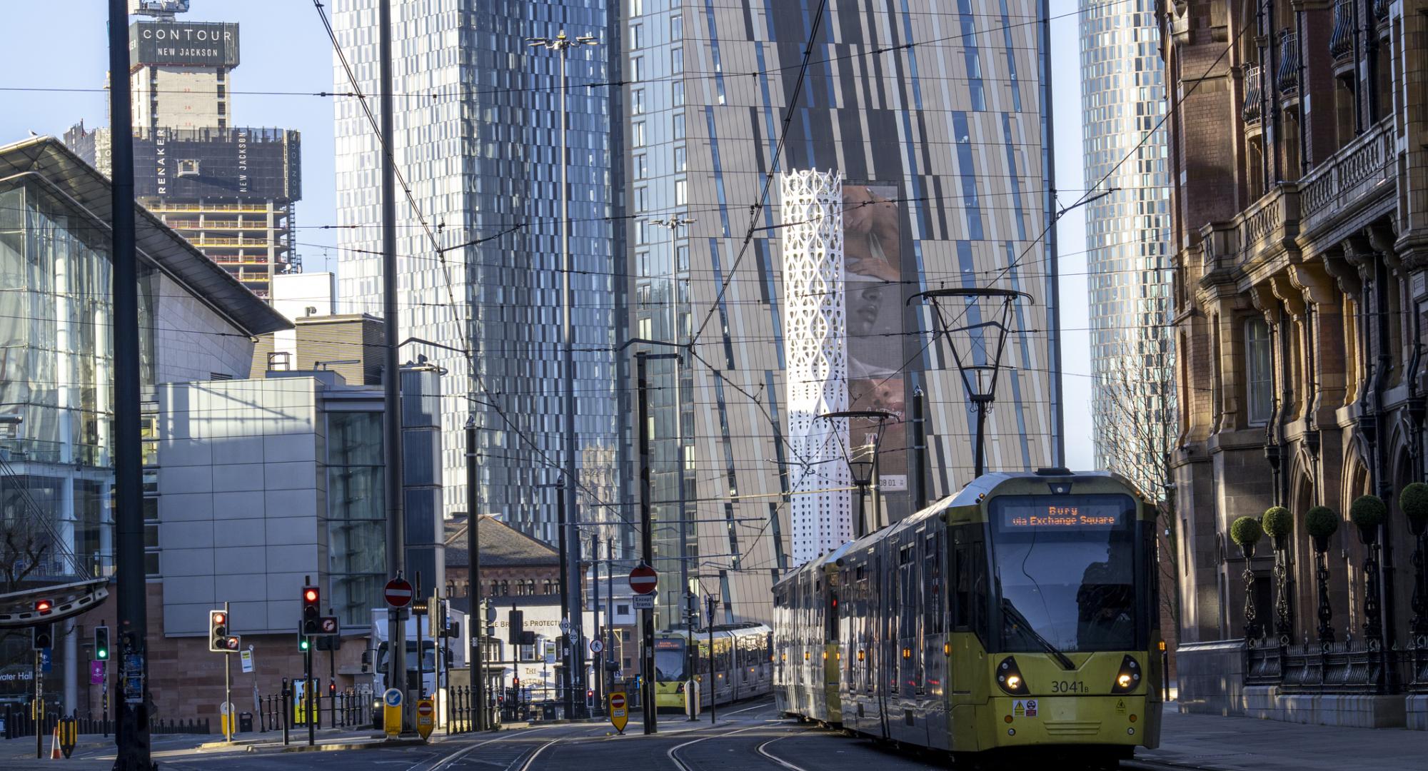 A tram in Manchester