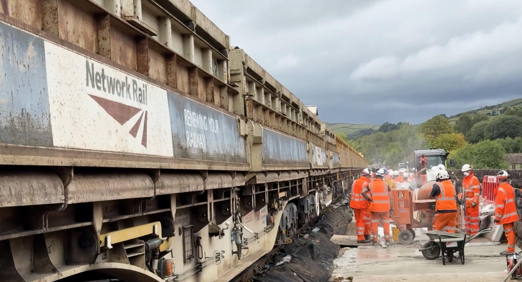 Engineering Train travelling over viaduct