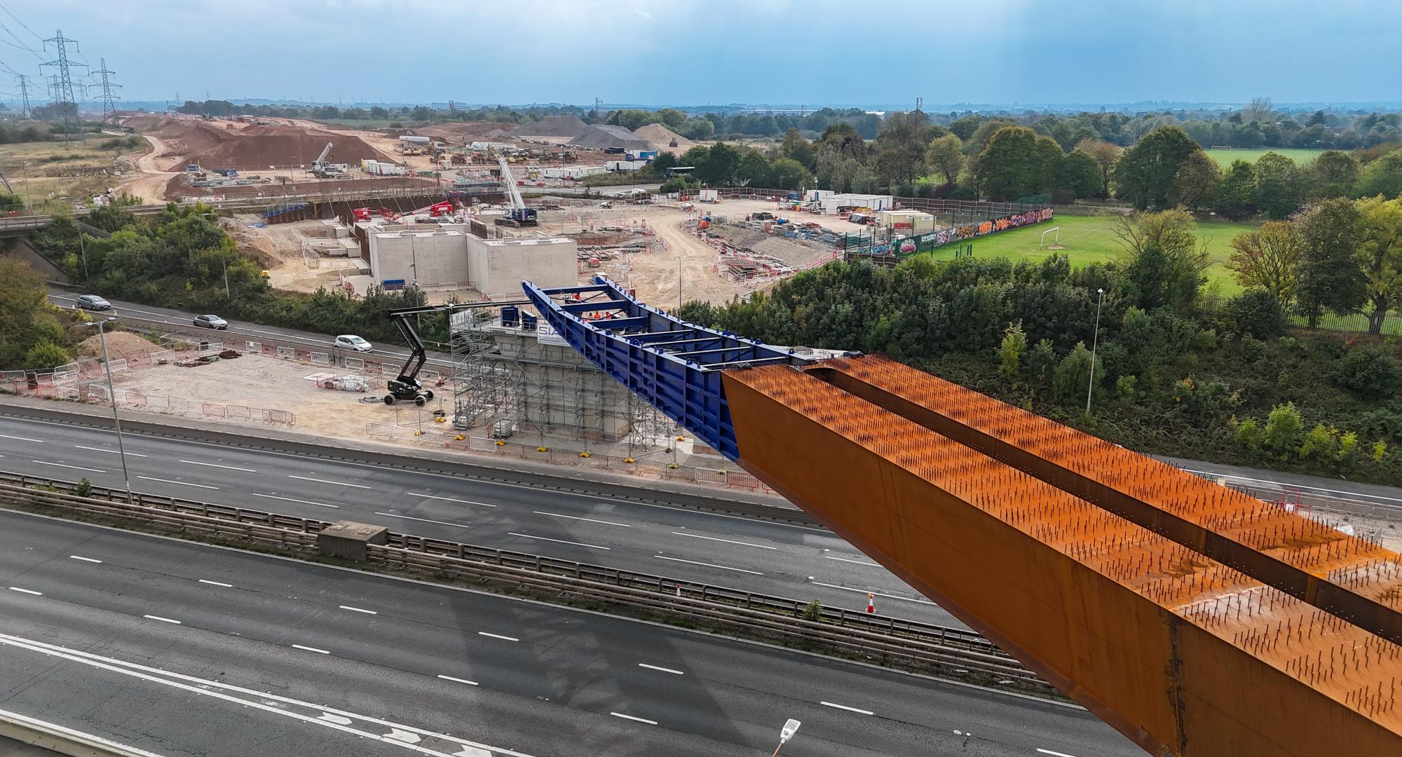 Viaduct being guided over the M6