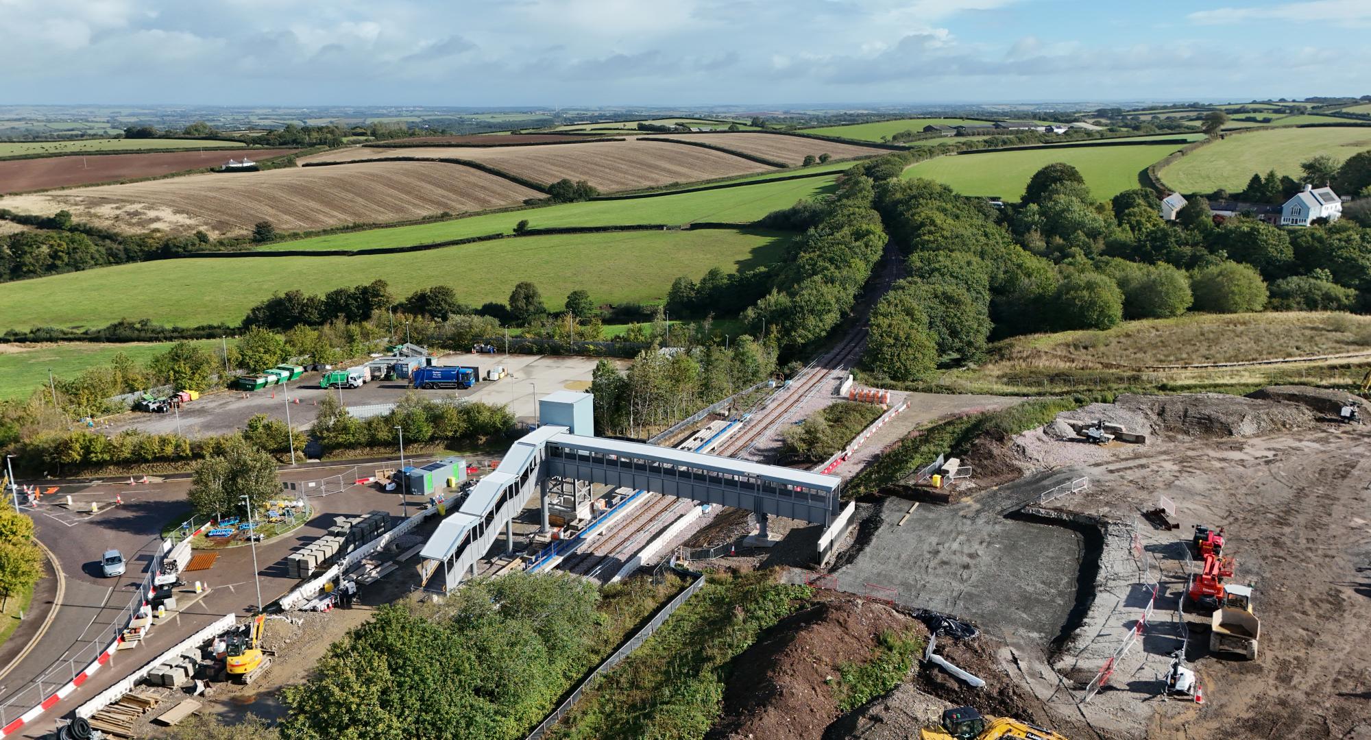 Aerial view of Okehampton Station