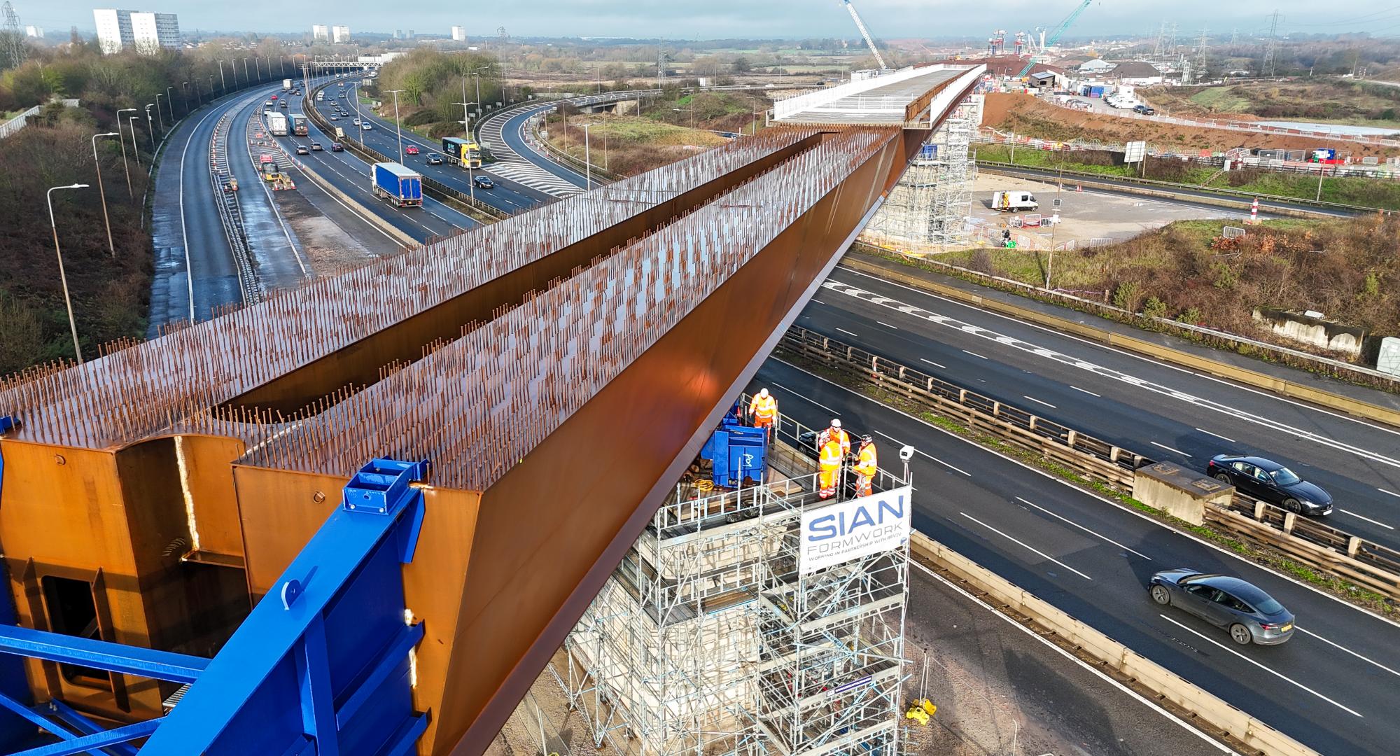 M6 South Viaduct in place over motorway