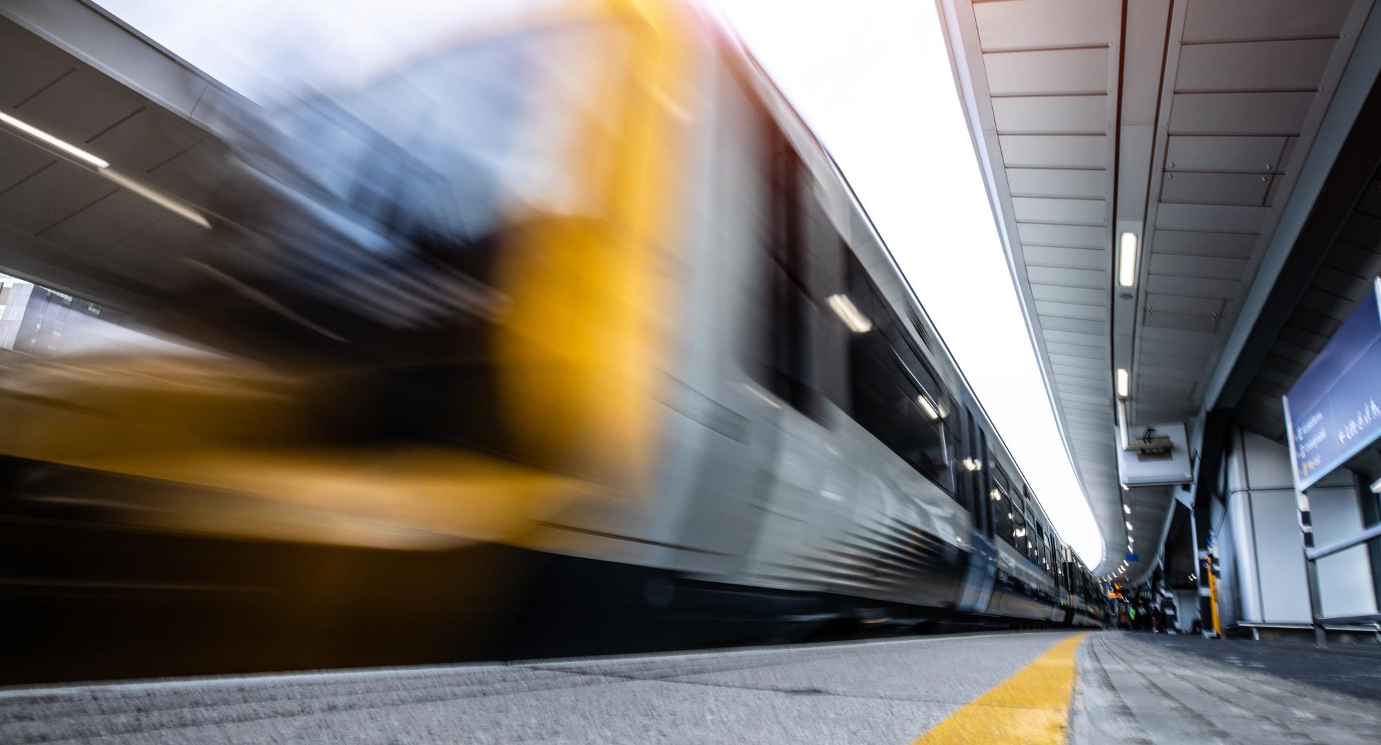Train leaving station