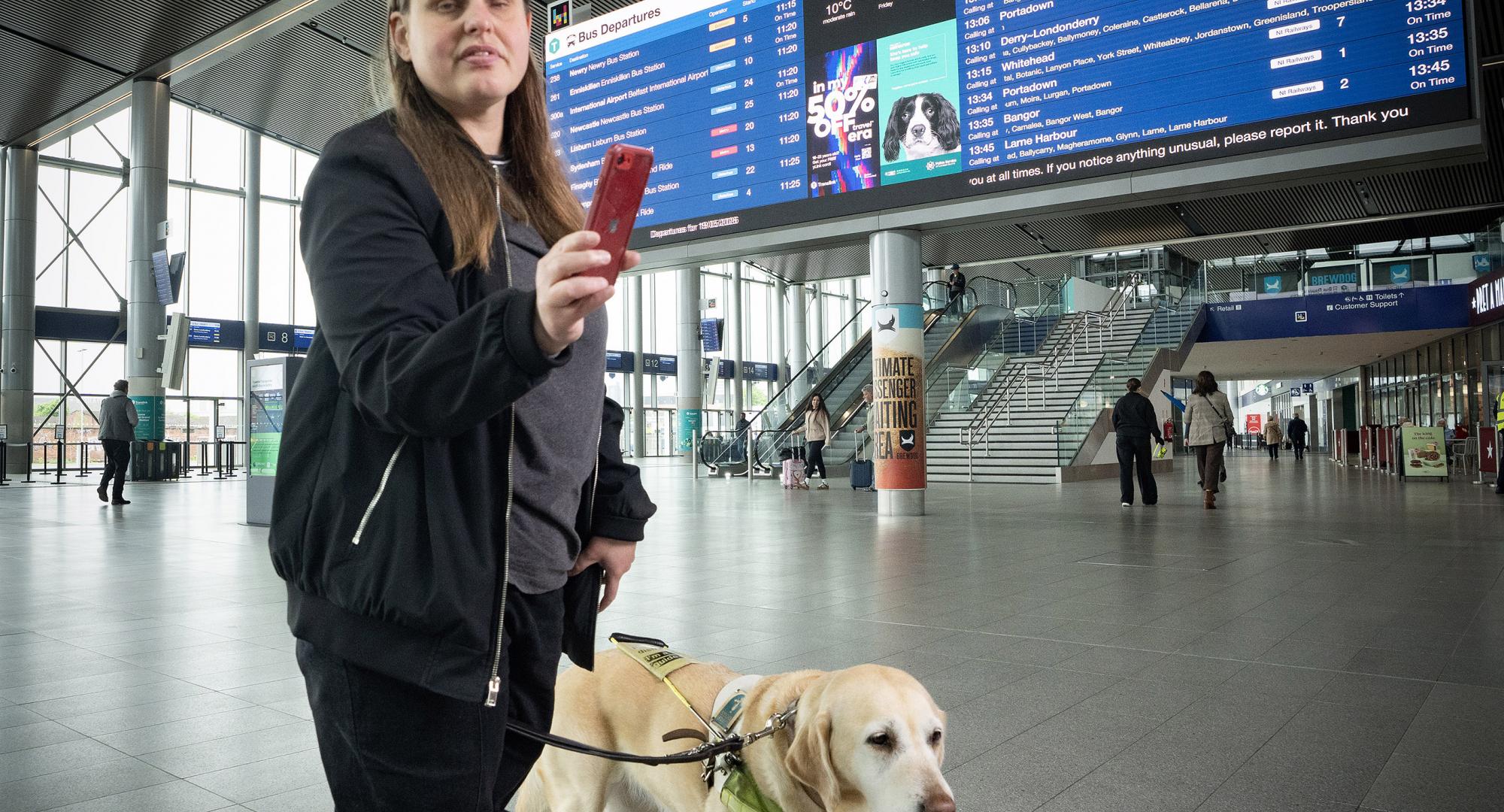 Blind Person at Belfast Grand Central Station 