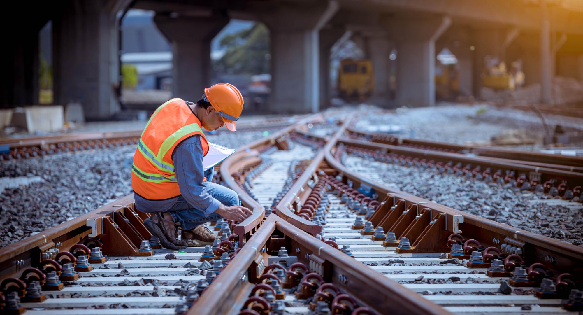 Railworker on the tracks