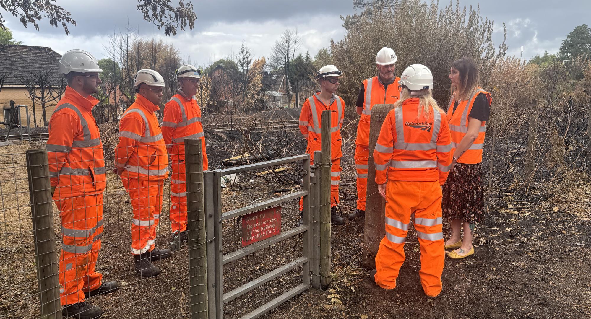 Cat Eccles MO talks with Network Rail engineers