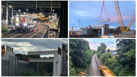 Collage of Network Rail's August 2023 bank holiday railway upgrades