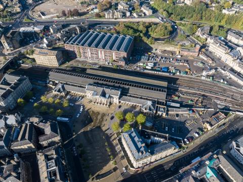 Overhead view of Huddersfield Station