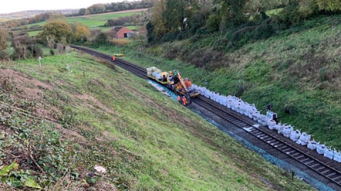 Image of the closure during the first part of Network Rail's reliability works on the West of England line