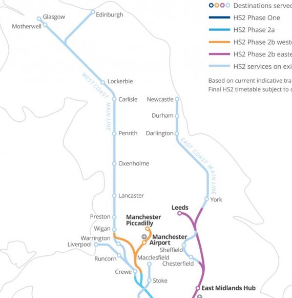 HS2 Phase 2b map 