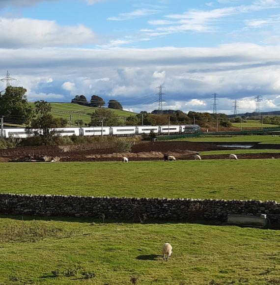 Restored River Leith beside West Coast main line in Thrimby