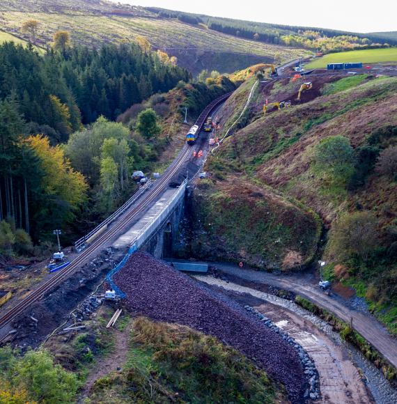 Stonehaven site where track repairs have begun 