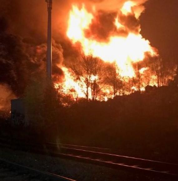 Bradford fire view from train station 