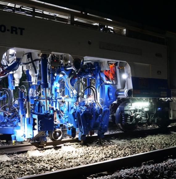 Network Rail's tamping machines in action in Kent