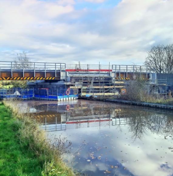 New Trent & Mersey Canal and Whatcroft Hall Lane railway bridges in position