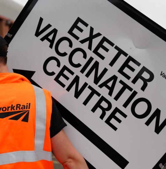 Network Rail volunteers help set up mass vaccination facility in Exeter