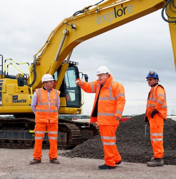 Prime Minister Boris Johnson visits HS2 Interchange Site 