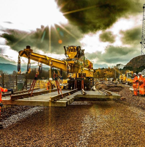 Network Rail engineers working on the tracks