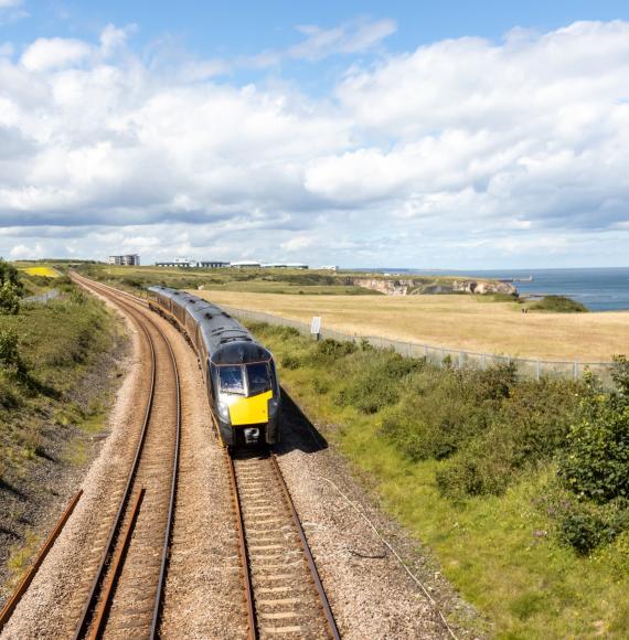 Train running on a non-electrified part of the East Coast Mainline